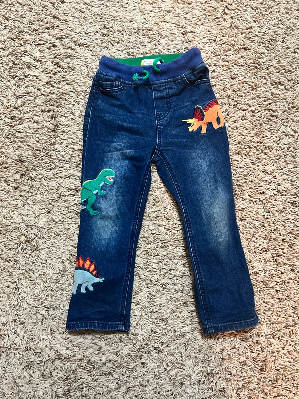 Mini Boden Multi-Dinosaur Appliqué Stretch Denim Jeans HTF